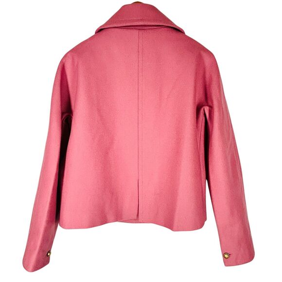 NEW J Crew 8 Melton Wool Blend Jacket Pink Crop Lined Gold Crest Buttons ITALY - Picture 5 of 8
